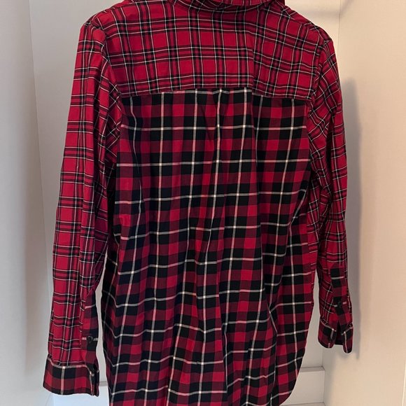Madewell Ex Boyfriend Button Down in Red Plaid Patchwork - Picture 6 of 6